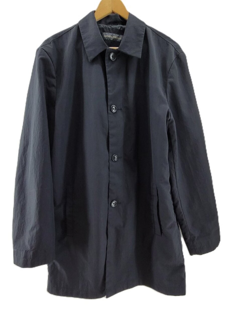 Vintage Y2K Banana Republic Trench Coat Women's M Black Overcoat Buttons Pockets